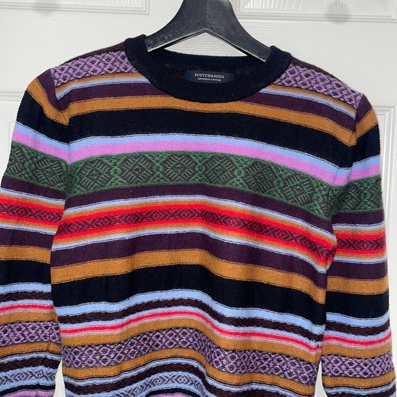 Scotch & Soda Striped Sweater Wool Crew Neck Long Sleeve Pullover Sz S - Picture 3 of 10
